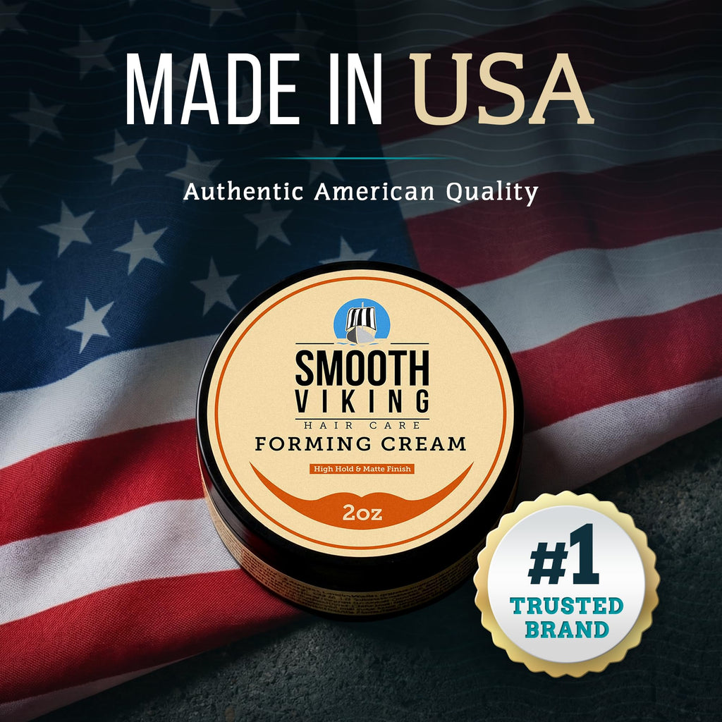 Smooth Viking Forming Cream - High Hold Hair Cream for Men | Matte Finish, Made in USA, 2oz