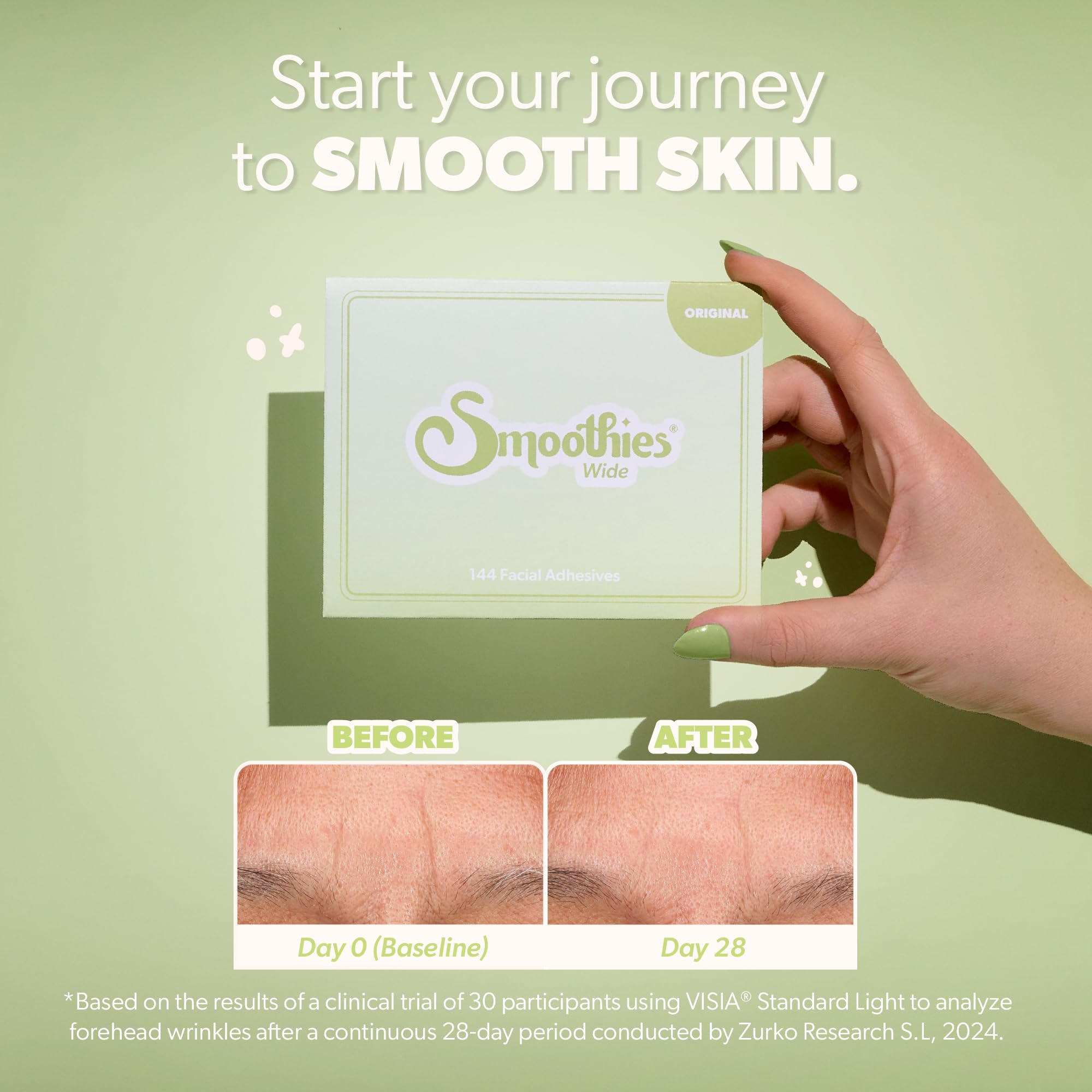 Smoothies Wide Wrinkle Patches for Face Overnight – 144 Patches, Made in USA