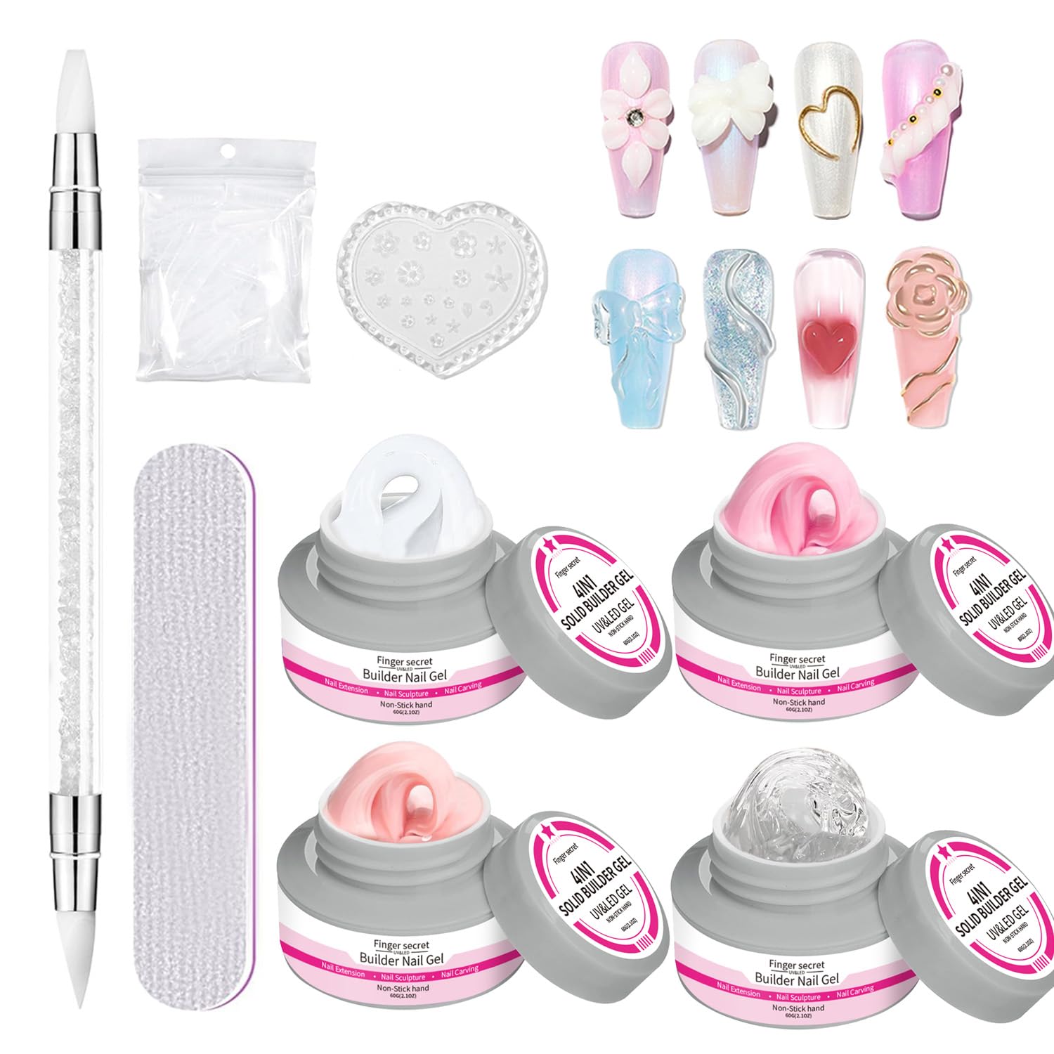 SMSMYXF Non-Stick Solid Builder Gel for Nails – 8oz Clear, Pink, Nude