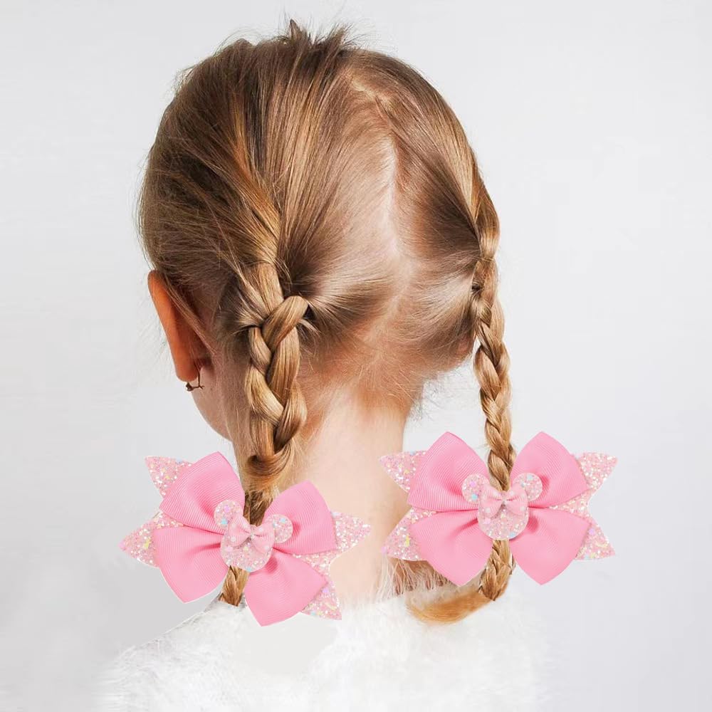 Snokkcomss 8-Pack Hair Clips for Girls – Mouse Ears Bows, Cute Kids Barrette Accessories