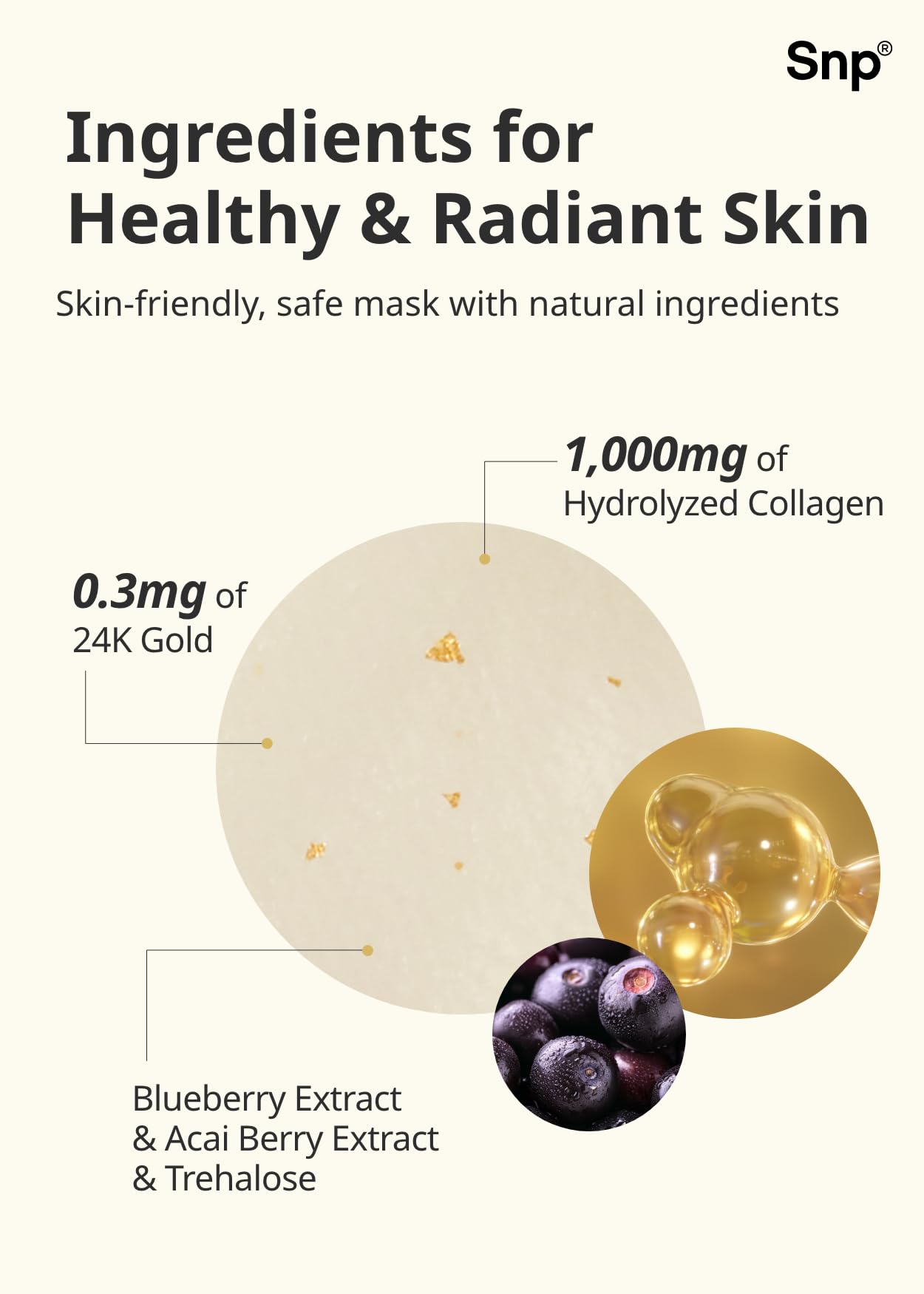 SNP 1000mg Collagen + 24K Gold Ampoule Sheet Mask – Hydrating, Tightening & Nourishing | 10 Sheets