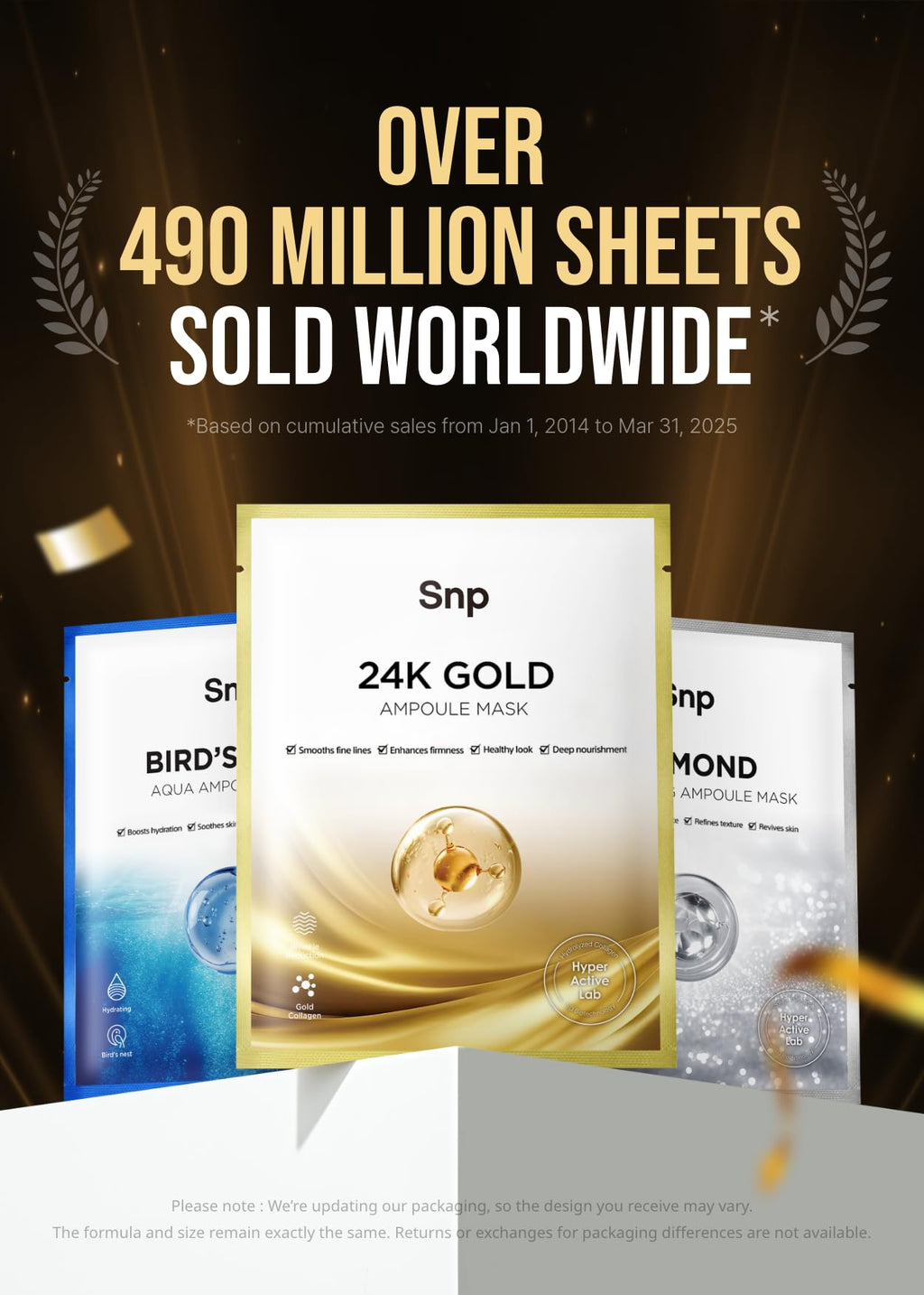 SNP 1000mg Collagen + 24K Gold Ampoule Sheet Mask – Hydrating, Tightening & Nourishing | 10 Sheets