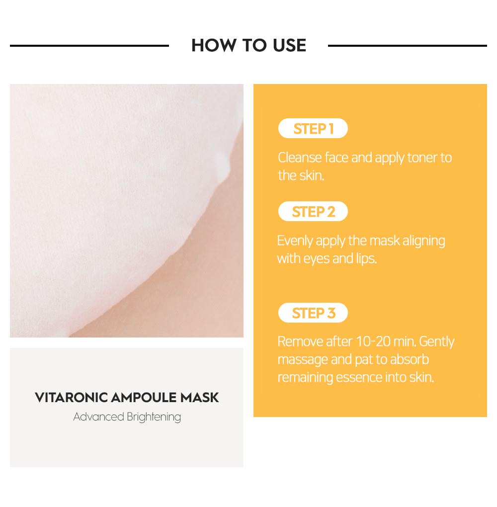 SNP Vitaronic Ampoule Sheet Mask | Nourishing, Moisturizing & Refreshing Facial Mask for All Skin Types | Vitamin B5 C E D | 10 Sheets