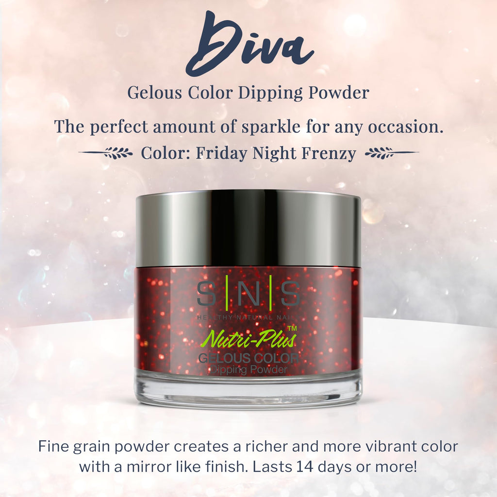 SNS Nail Dip Powder Friday Night Frenzy – Glitter Metallic Red