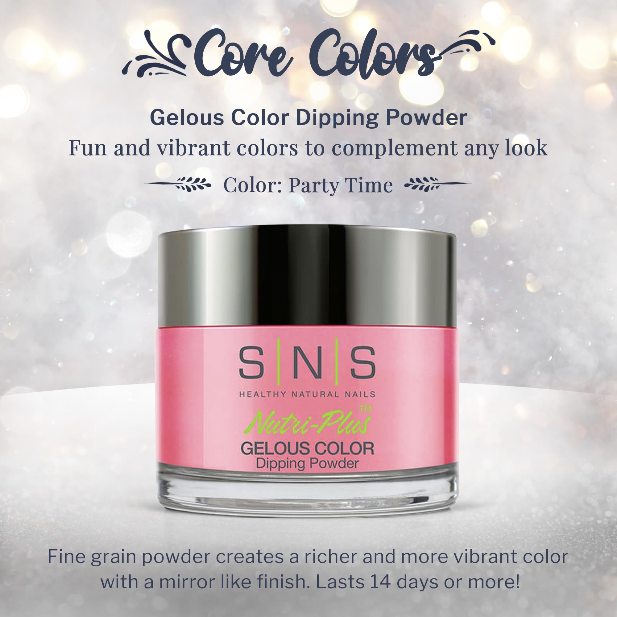 SNS Healthy Natural Nails | SNS Nail Dip Powder Party Time Pink (1.5oz) – 14 Days, Low Odor, No UV Lamp