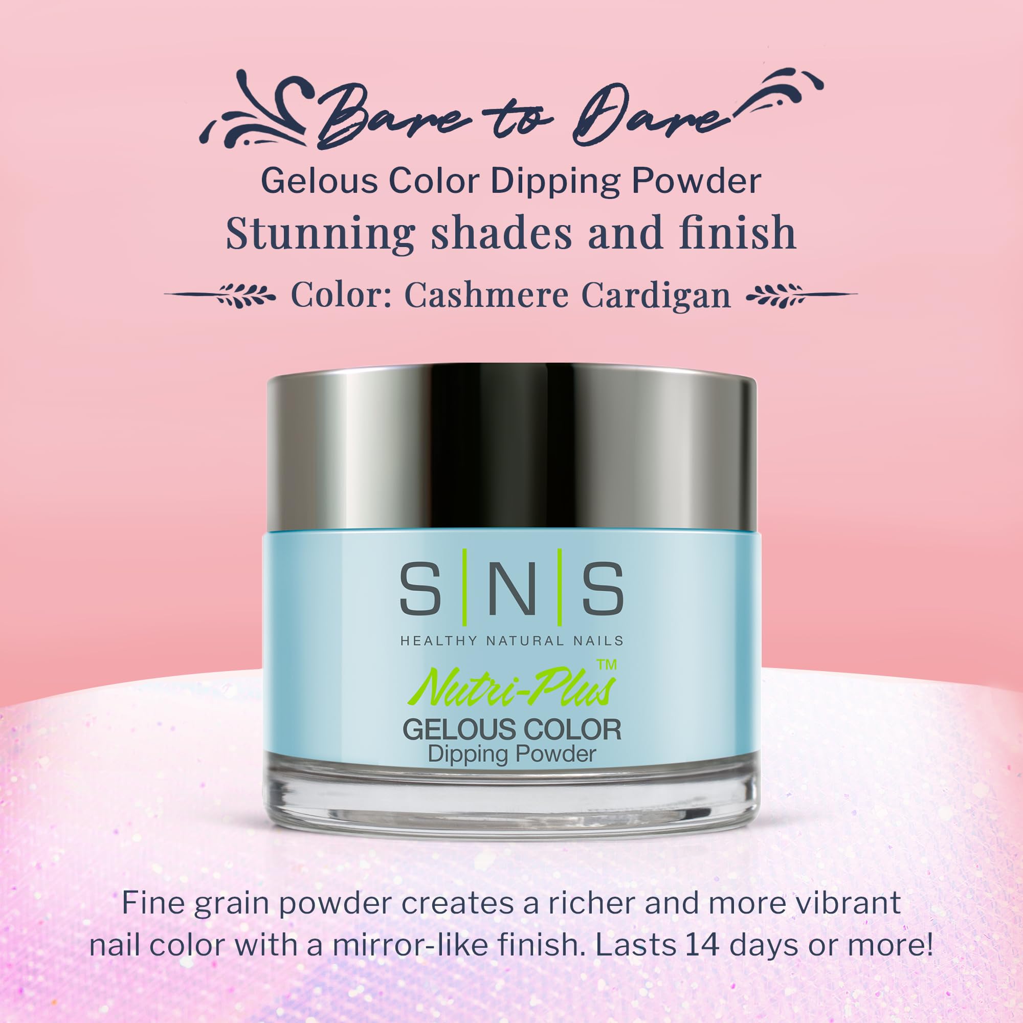 SNS Healthy Natural Nails Nail Dip Powder – Cashmere Cardigan (Blue/Pastel) – 14-Day Color, Low Odor, No UV Lamp, 1.5 Oz