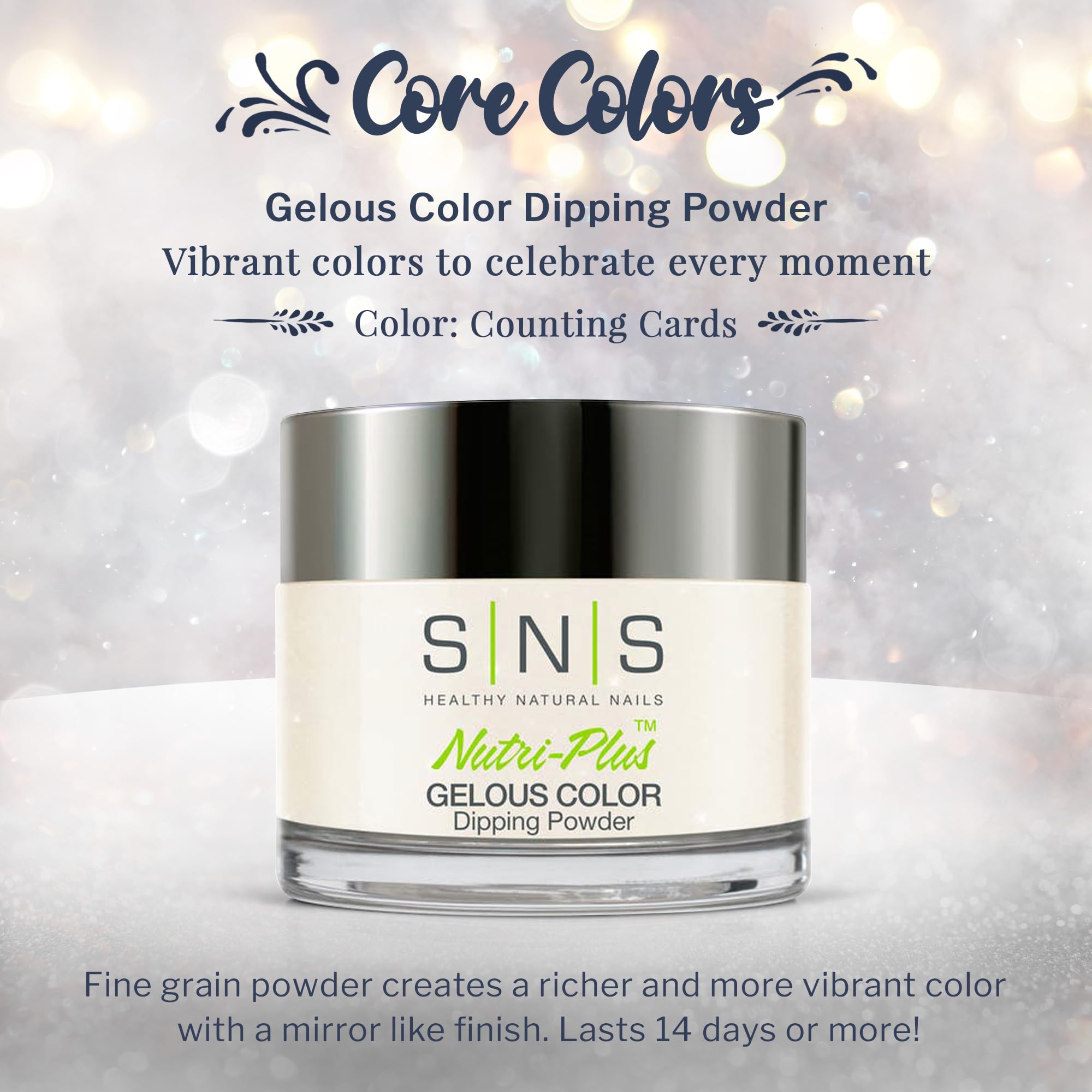 SNS Nail Dip Powder – Counting Cards (White, Natural, Nude & Shimmer) 1oz | Long-Lasting Color, Low Odor, No UV Lamp