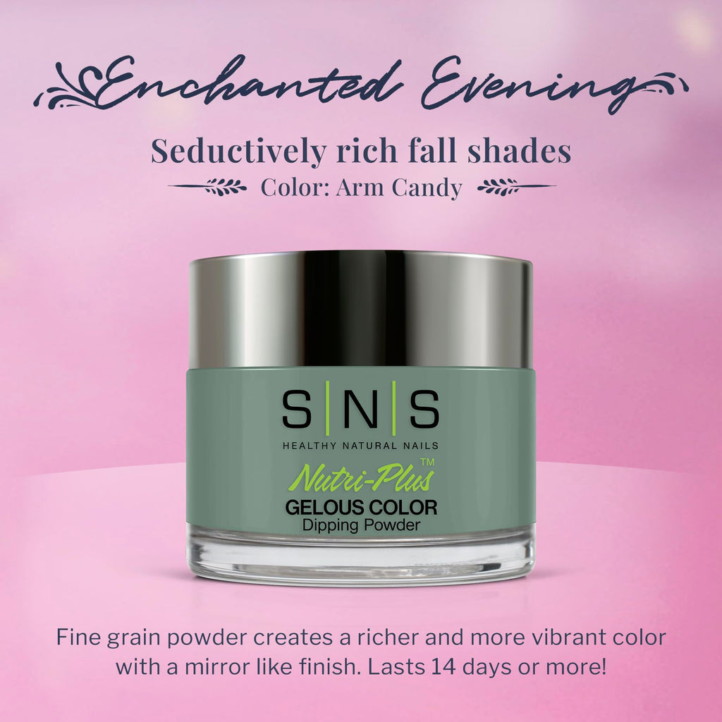 SNS Arm Candy Nail Dip Powder – Gelous Color, Green/Seafoam, 1.5 oz, 14-Day Wear, Low Odor, No UV Lamp