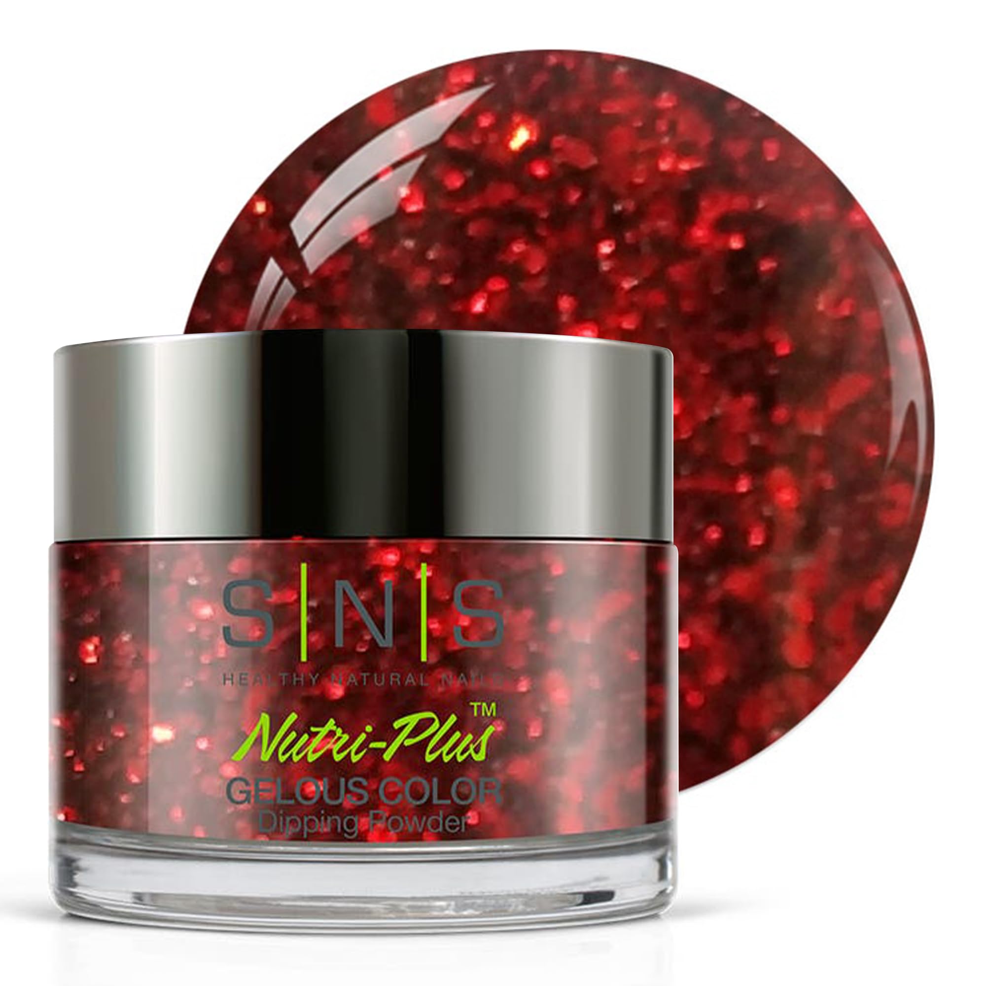 SNS Nail Dip Powder Be My Valentine – Red/Cranberry Glitter, 14+ Day Wear, Low-Odor, No UV Lamp, 1oz