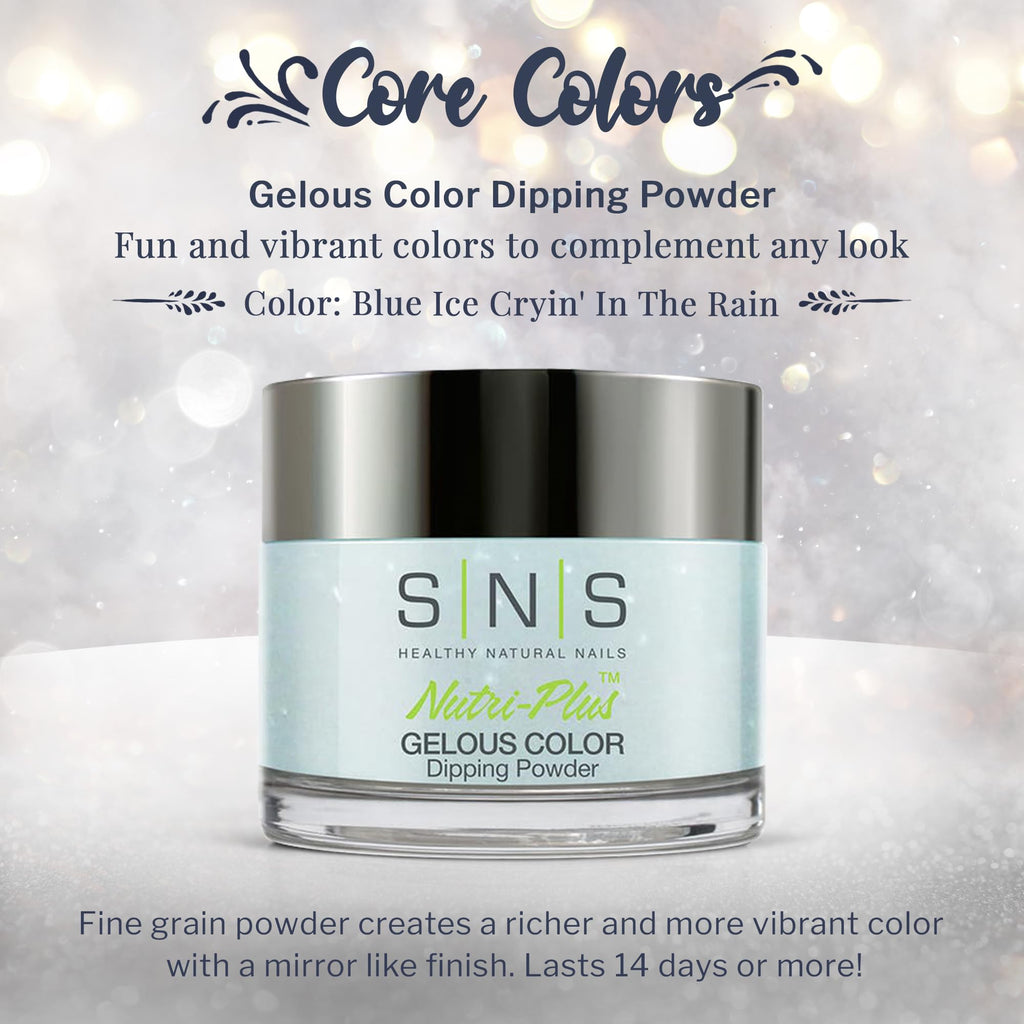 SNS Nail Dip Powder Blue Ice Cryin' In The Rain – 1.5oz, Long-Lasting, Low Odor, No UV Lamp