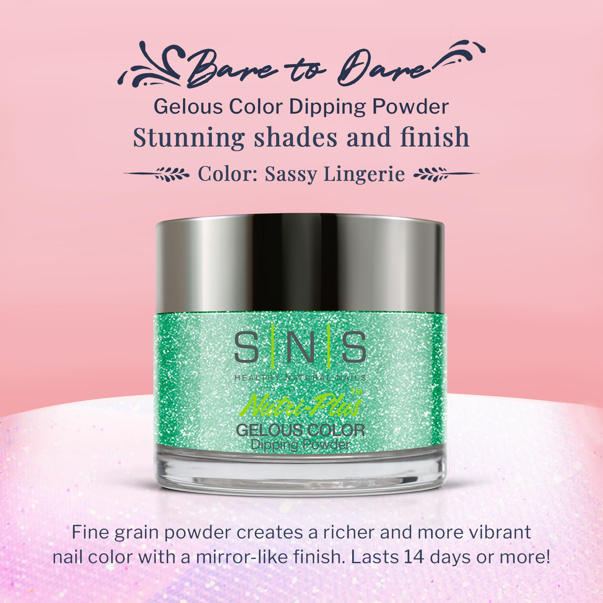 SNS Nail Dip Powder – Sassy Lingerie Green Shimmer (1.5 oz) | 14 Days, No UV Lamp