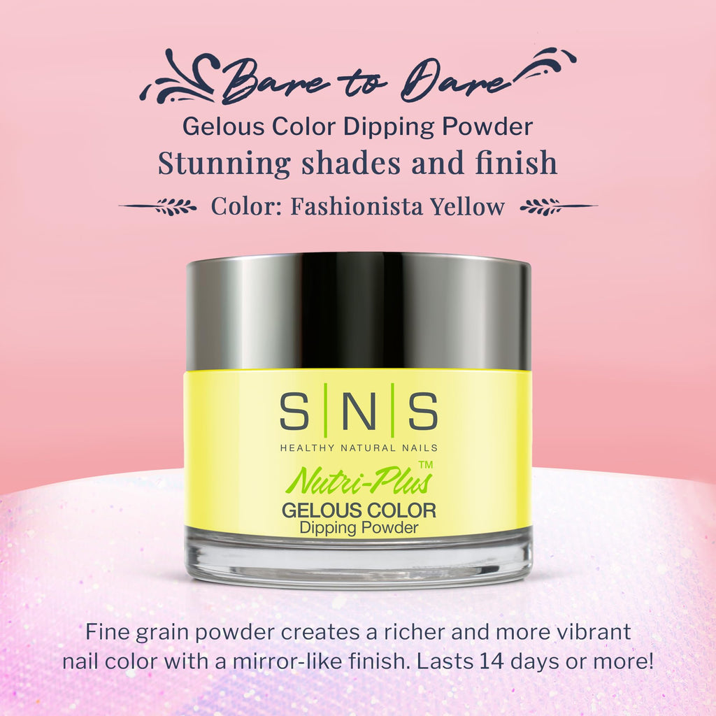 SNS Nail Dip Powder Fashionista Yellow – 1.5 oz, 14+ Day Wear, Low Odor, No UV Lamp