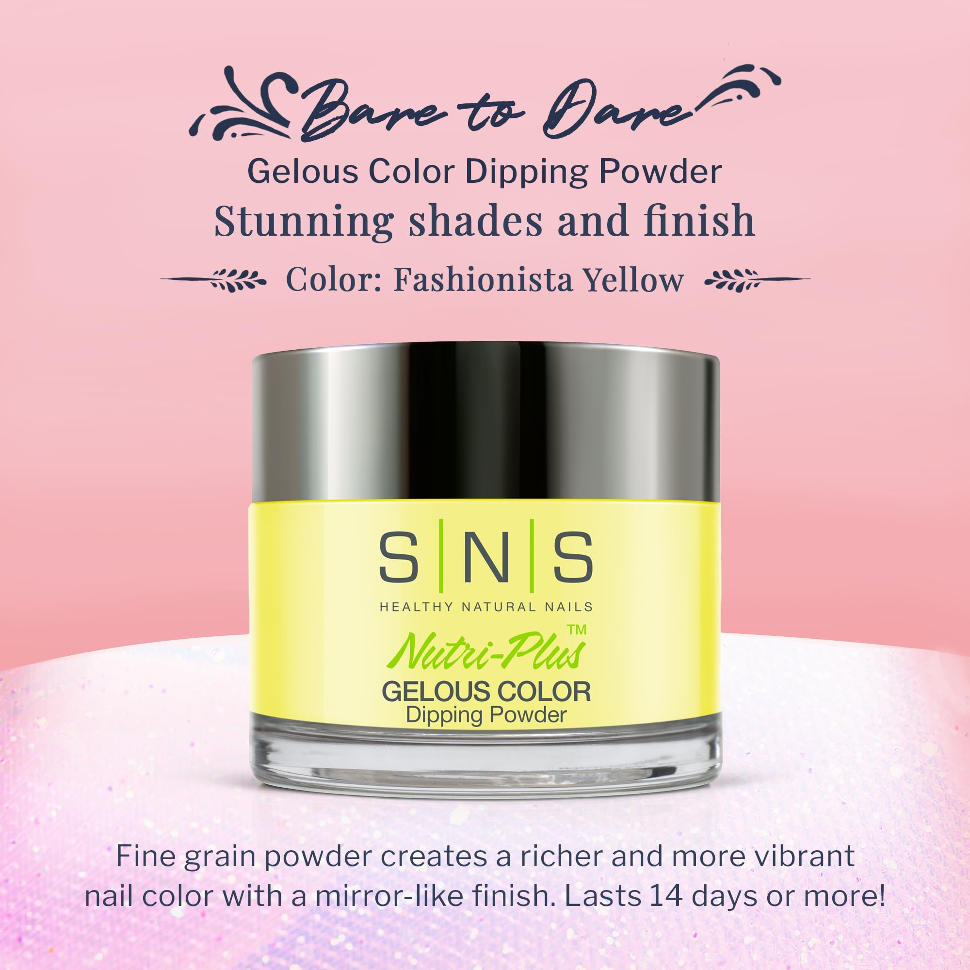 SNS Nail Dip Powder Fashionista Yellow – 1.5 oz, 14+ Day Wear, Low Odor, No UV Lamp