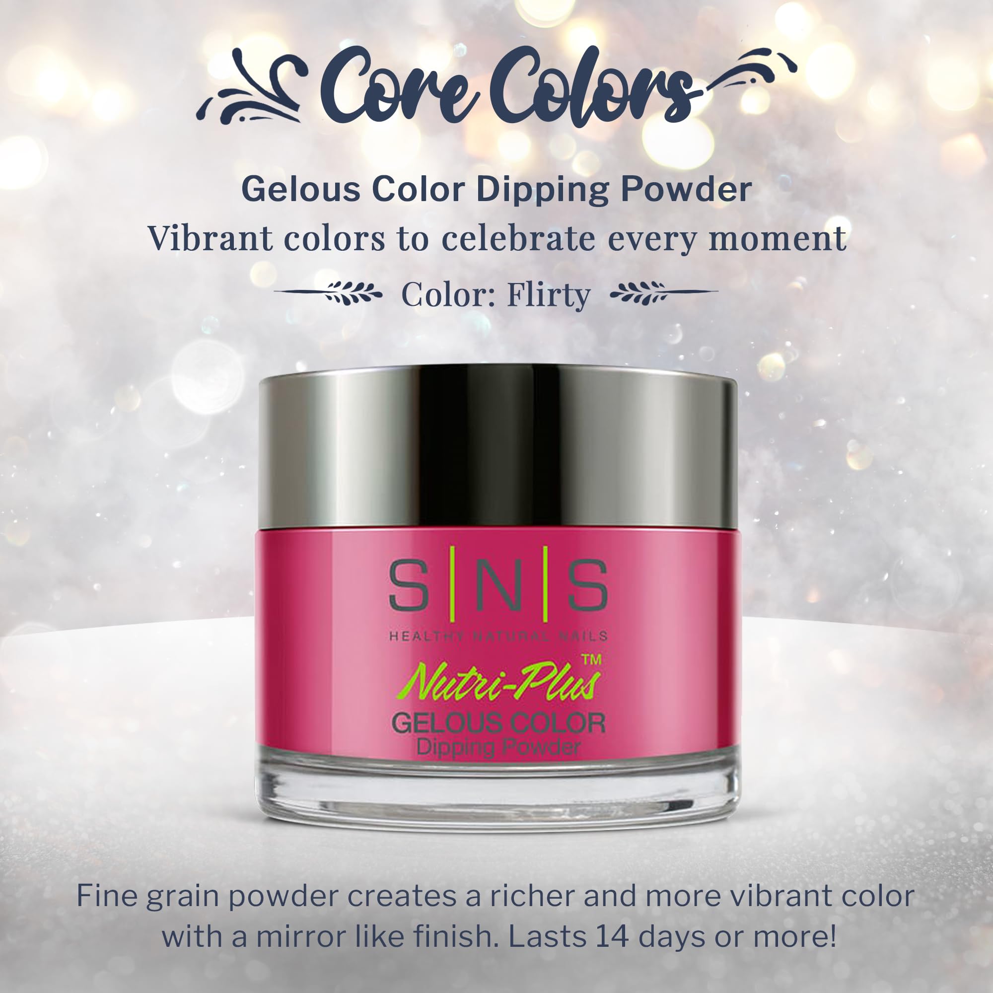 SNS Nail Dip Powder Flirty – Long-Lasting Pink/Fuchsia Cream Dip, No UV Lamp, 1oz