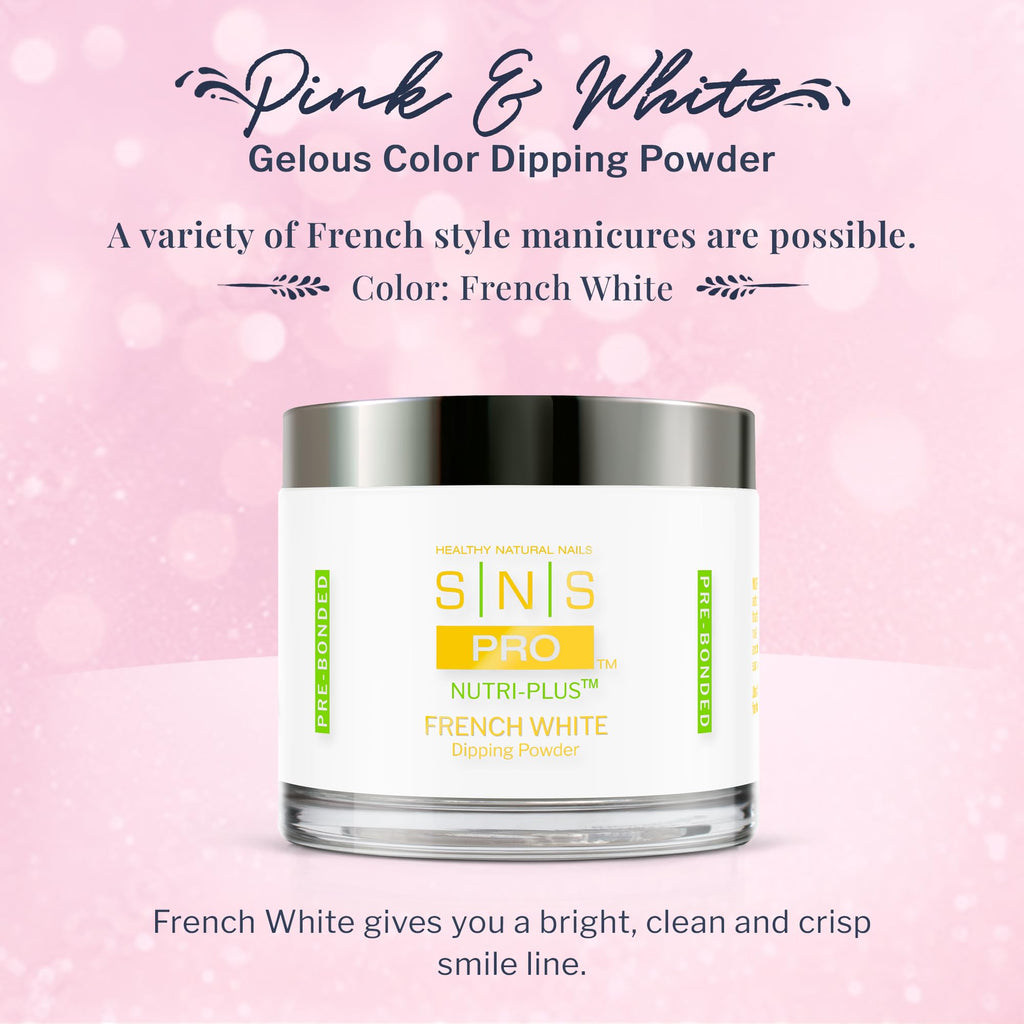 SNS Nail Dip Powder French White – Long-Lasting Color, Low Odor, No UV Lamp Needed | 4 Oz