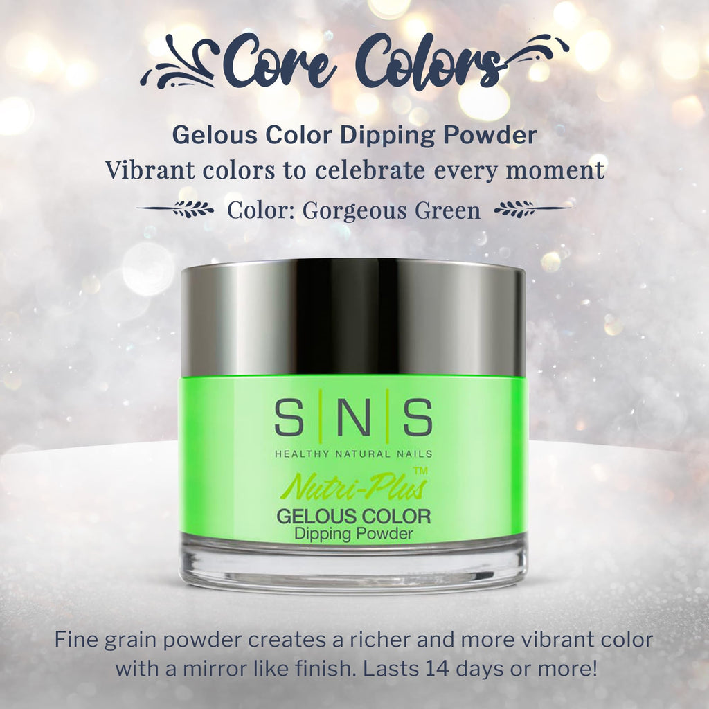 SNS Nail Dip Powder – Gorgeous Green (Green) – 1oz, Long-Lasting Color, Low Odor, No UV Lamp