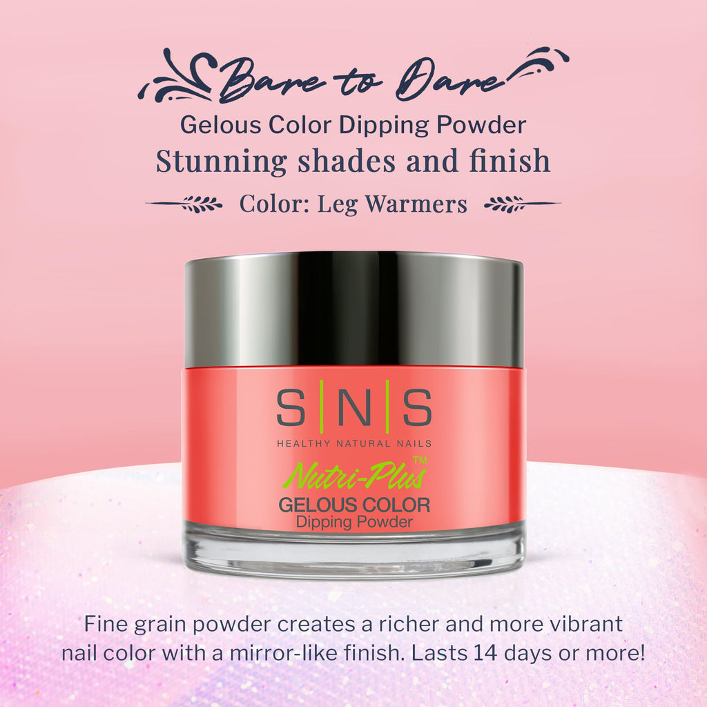 SNS Nail Dip Powder Leg Warmers – Orange Peach/Coral Cream, 14+ Day Wear, Low Odor, No UV Lamp – 1.5 oz
