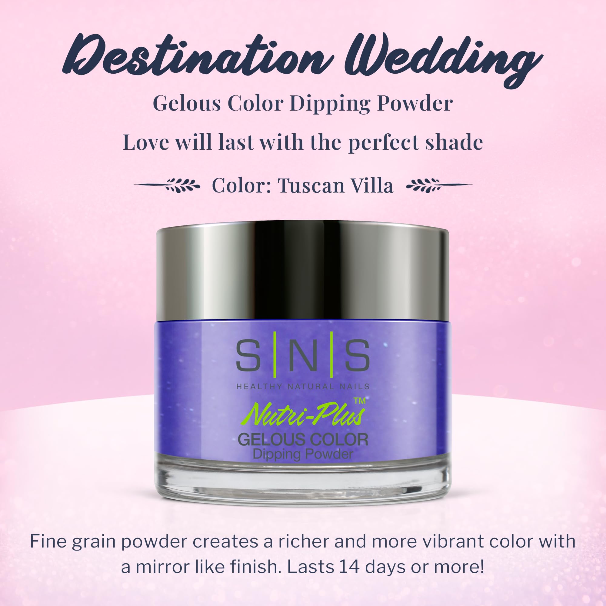 SNS Nail Dip Powder Tuscan Villa – Gelous Color Dip Powder 1.5oz (Purple/Violet, Cream) – 14+Day Wear, Low Odor, No UV Lamp