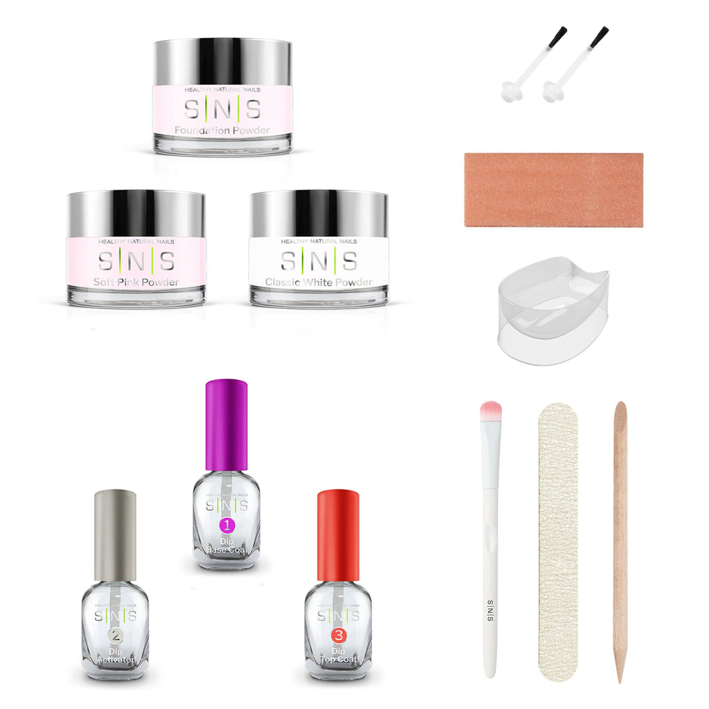 SNS Nails Dip Powder Starter Bundle: Pink & White French Manicure Kit