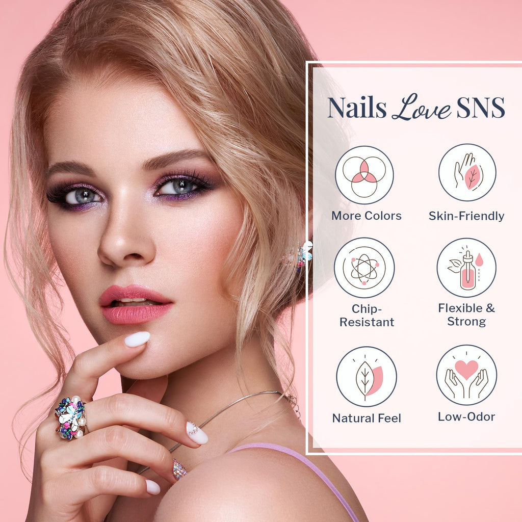 SNS Healthy Natural Nails Nail Dip Powder Classy Cocktail Dress Pink Shimmer - 14-Day Wear, Low Odor, No UV Lamp Required - 1.5 oz