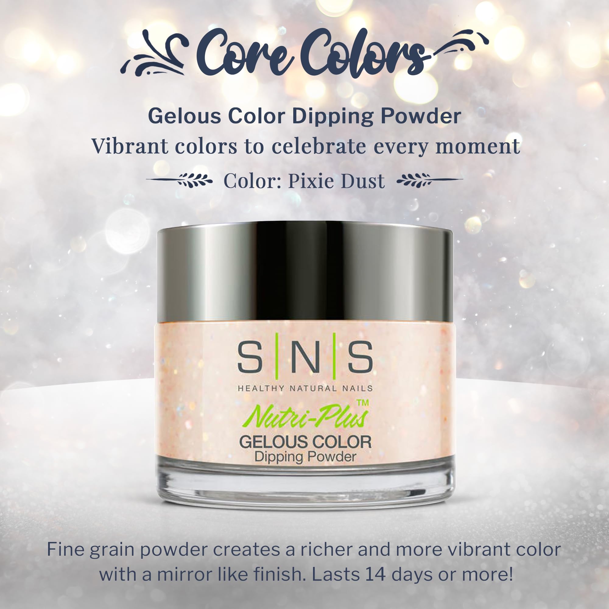 SNS Nail Dip Powder Pixie Dust – Pink Glitter, 1oz, Long-Lasting Color, Low Odor, No UV Lamp