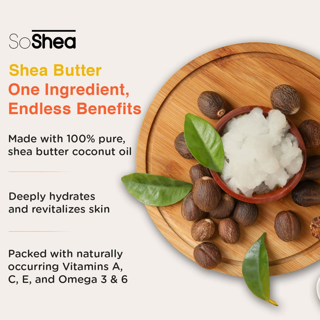 SoShea Whipped Shea Butter Unscented Ivory Original – 11.5oz, Cold-Pressed, Vegan, Paraben-Free