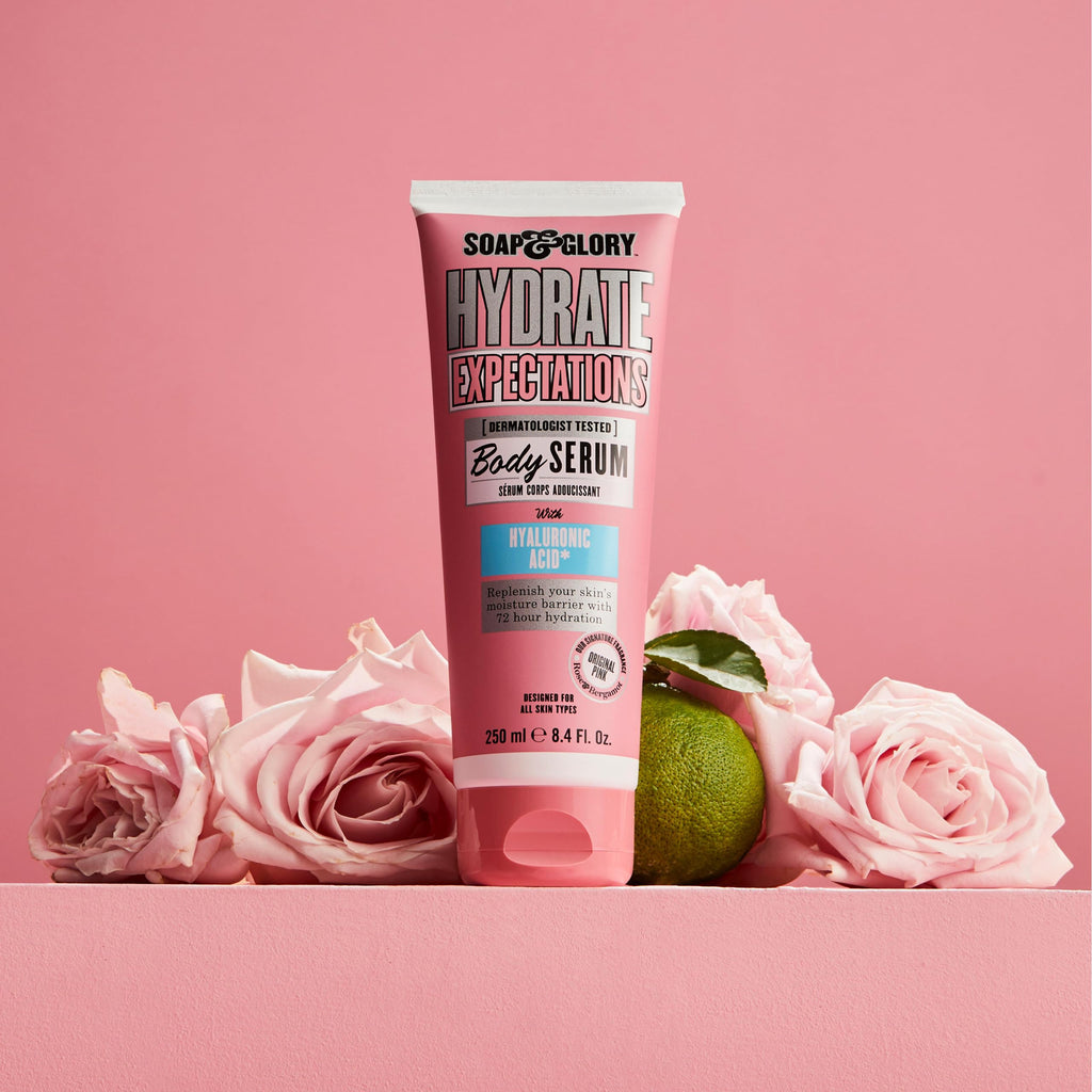 Soap & Glory Hydrate Expectations Body Serum – Hyaluronic Acid, Vegan, Lightweight & Fast-Absorbing (8.4 fl oz Pack of 2)