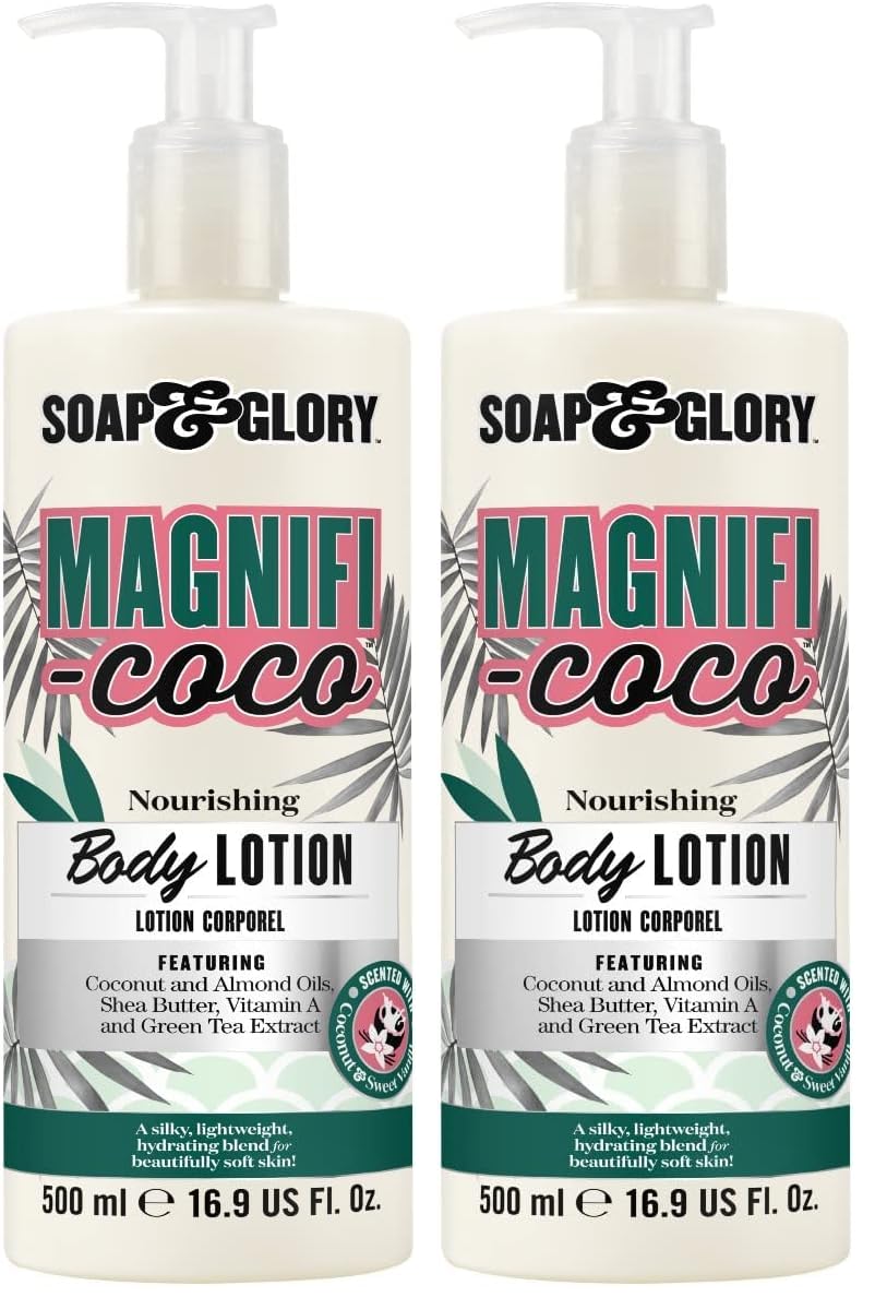 Soap & Glory Magnifi-Coco Body Lotion – Coconut Moisturizer with Shea Butter & Rose Canina Oils (500ml, Pack of 2)