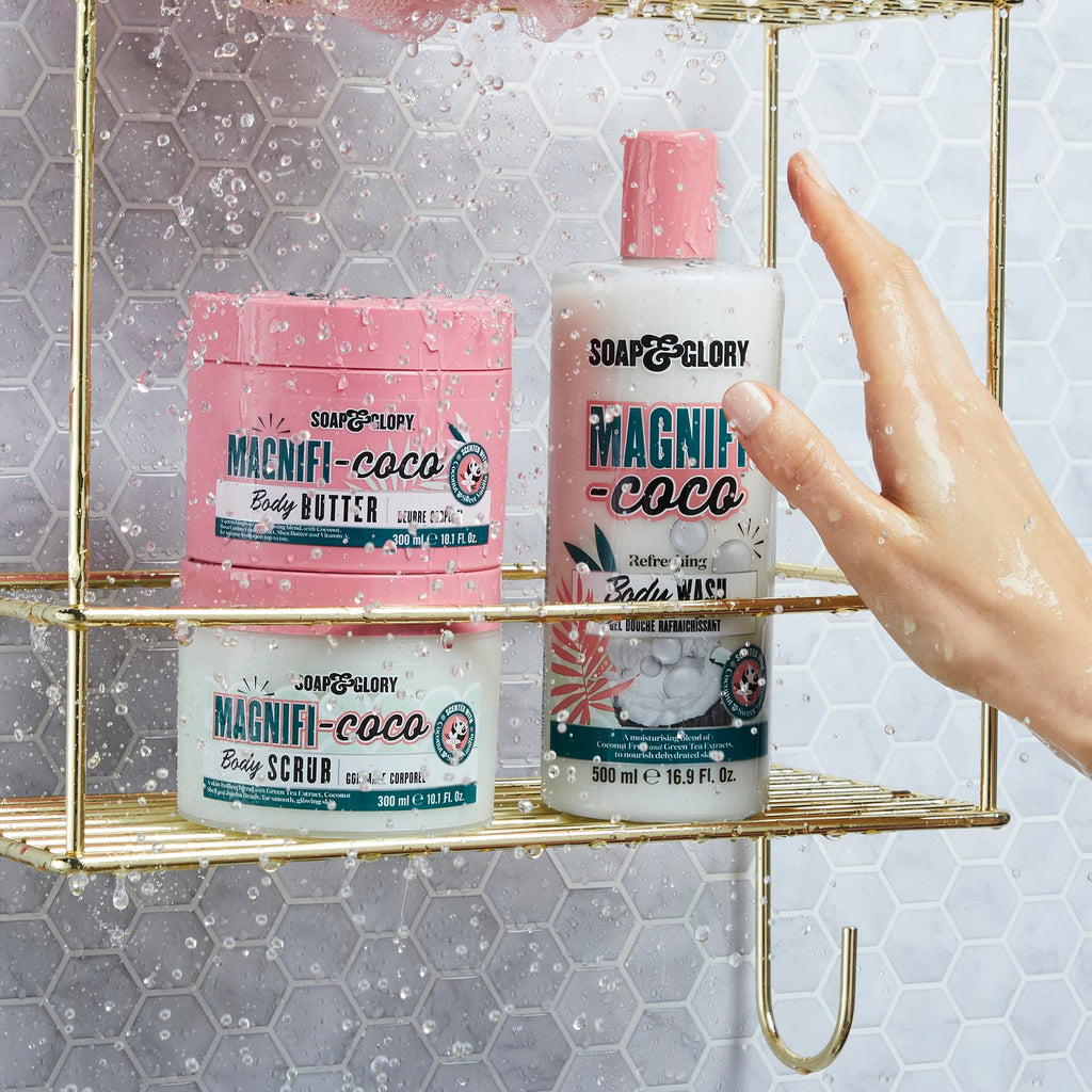 Soap & Glory Magnifi-Coco Body Lotion – Coconut Moisturizer with Shea Butter & Rose Canina Oils (500ml, Pack of 2)