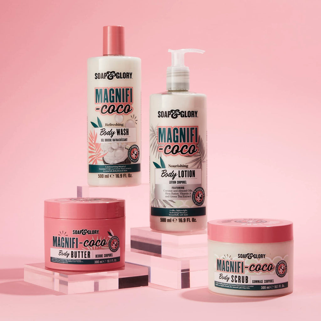 Soap & Glory Magnifi-Coco Body Lotion – Coconut Moisturizer with Shea Butter & Rose Canina Oils (500ml, Pack of 2)
