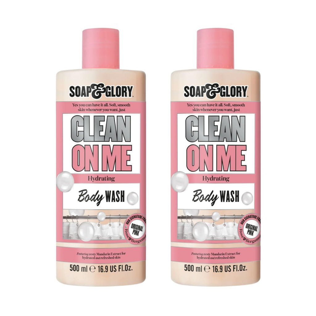 Soap & Glory Original Pink Clean On Me Body Wash – Hydrating Shower Gel with Built-In Body Lotion (500 ml, 2-pack)