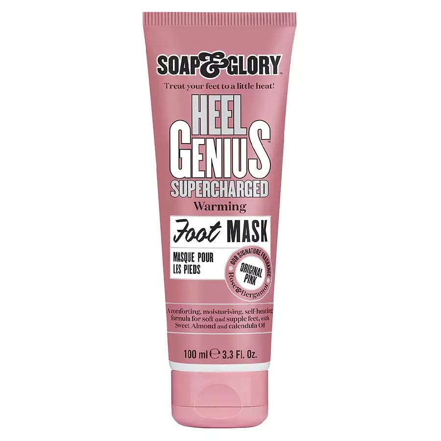 Soap & Glory Original Pink Heel Genius Self-Heating Foot Mask – Hydrating Exfoliating Treatment (100ml)