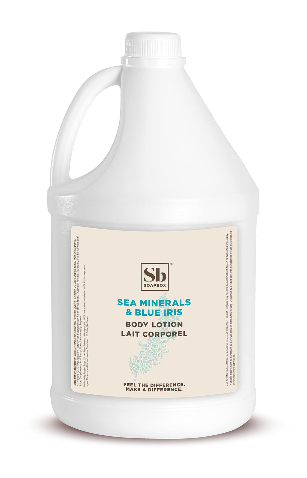 Soapbox Body Lotion Sea Minerals & Blue Iris – Vegan, Cruelty-Free, Bulk Gallon Refill for Home & Professional