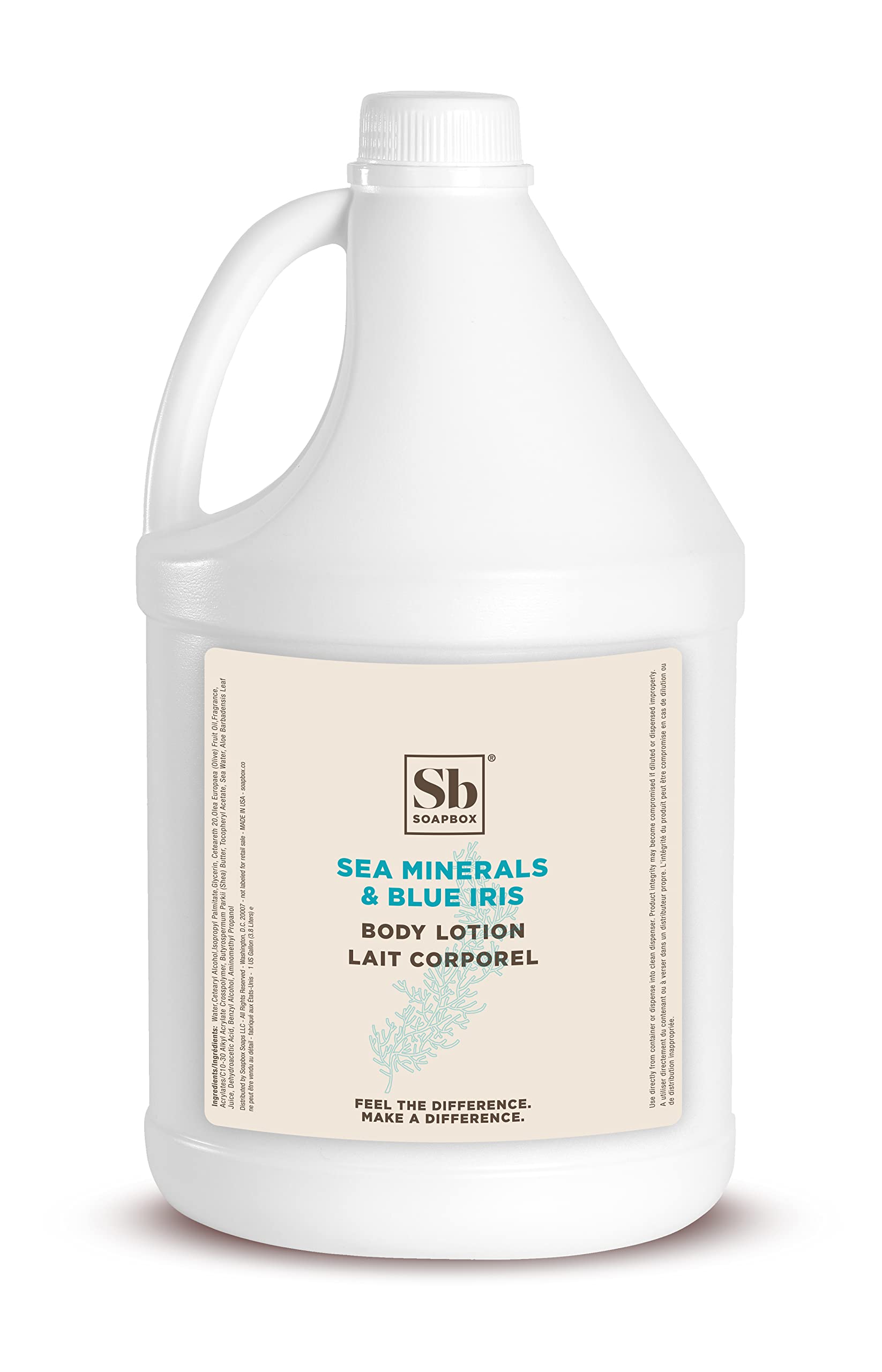 Soapbox Body Lotion Sea Minerals & Blue Iris – Vegan, Cruelty-Free, Bulk Gallon Refill for Home & Professional