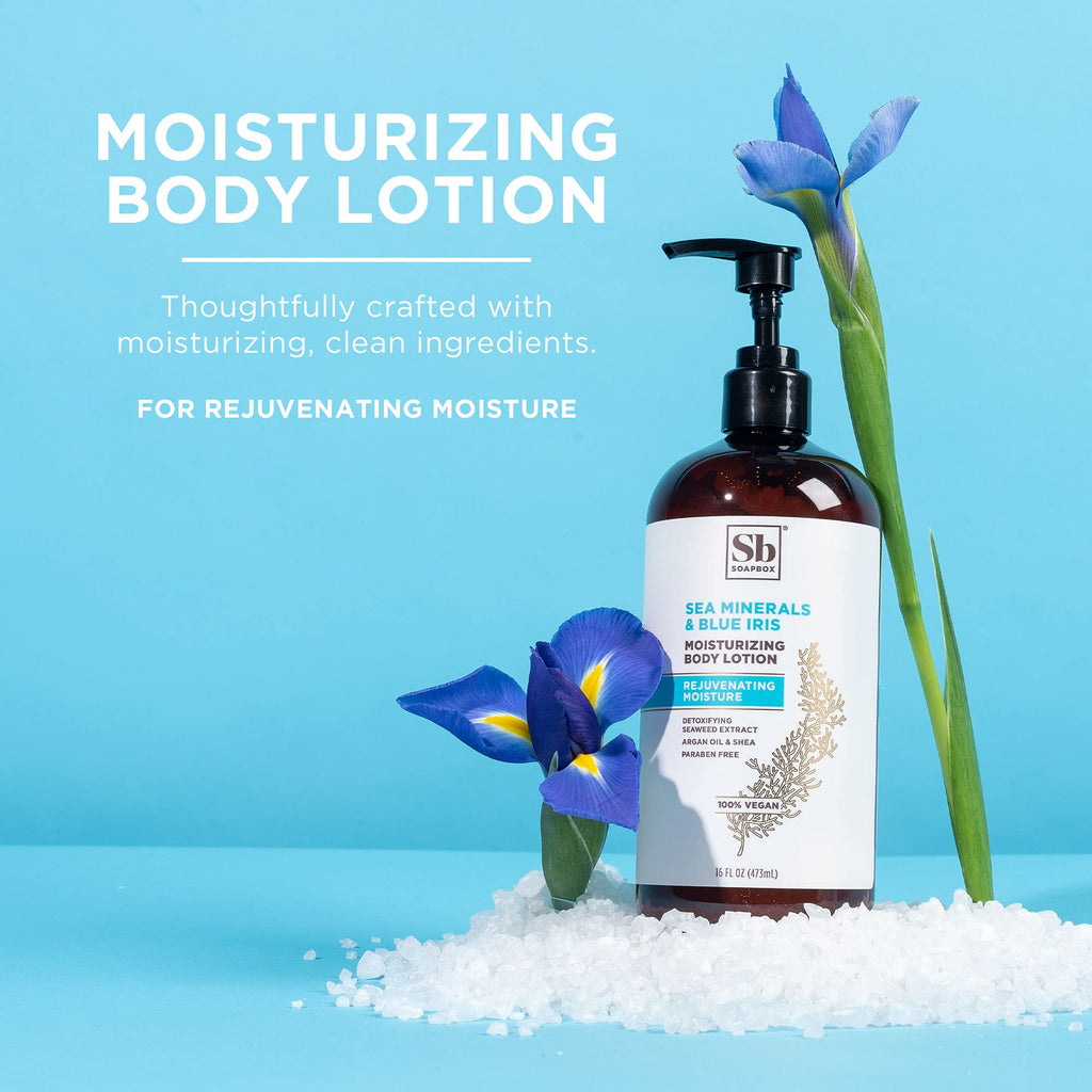 Soapbox Body Lotion Sea Minerals & Blue Iris – Vegan, Cruelty-Free, Bulk Gallon Refill for Home & Professional