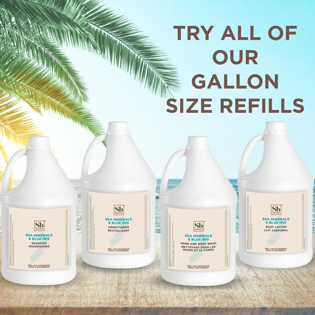 Soapbox Body Lotion Sea Minerals & Blue Iris – Vegan, Cruelty-Free, Bulk Gallon Refill for Home & Professional