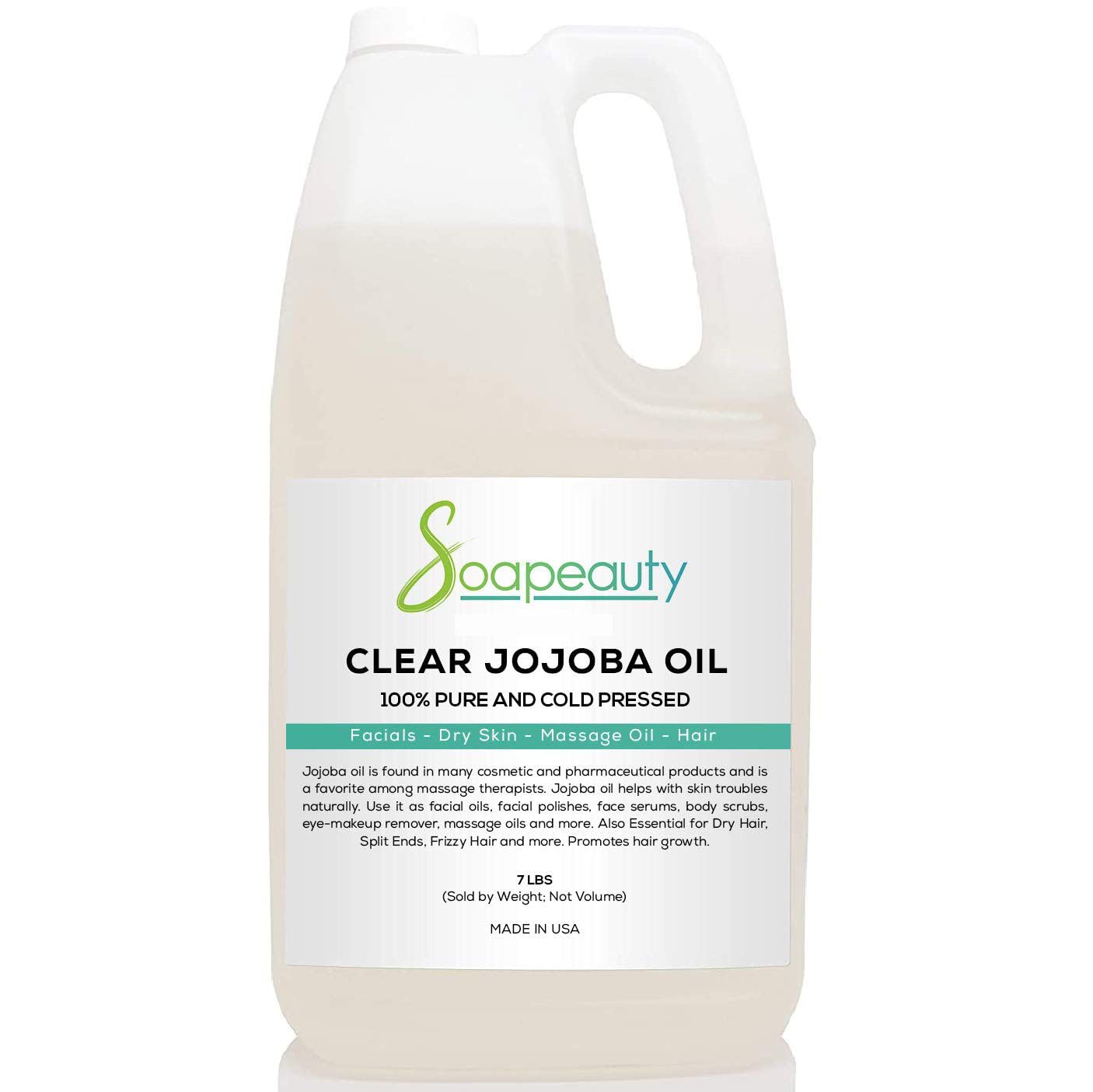 Soapeauty Clear Jojoba Oil – 100% Pure & Natural, Cold-Pressed, Hexane-Free | Multi-Purpose Moisturizing Oil (7 Pound)