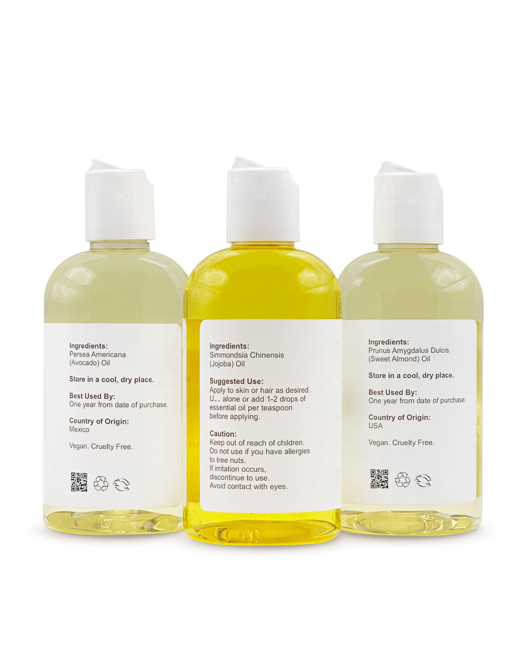 Soapeauty Sweet Almond Oil, Golden Jojoba Oil & Avocado Oil — Pack of 3, Cold-Pressed, 8 fl oz Each