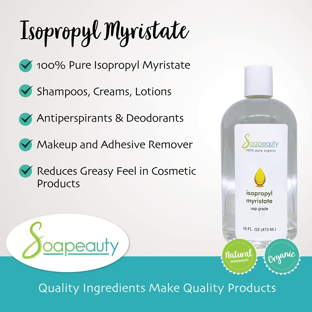 Soapeauty Isopropyl Myristate Cosmetic Grade – 16 oz for Soap Making, Creams & Deodorants