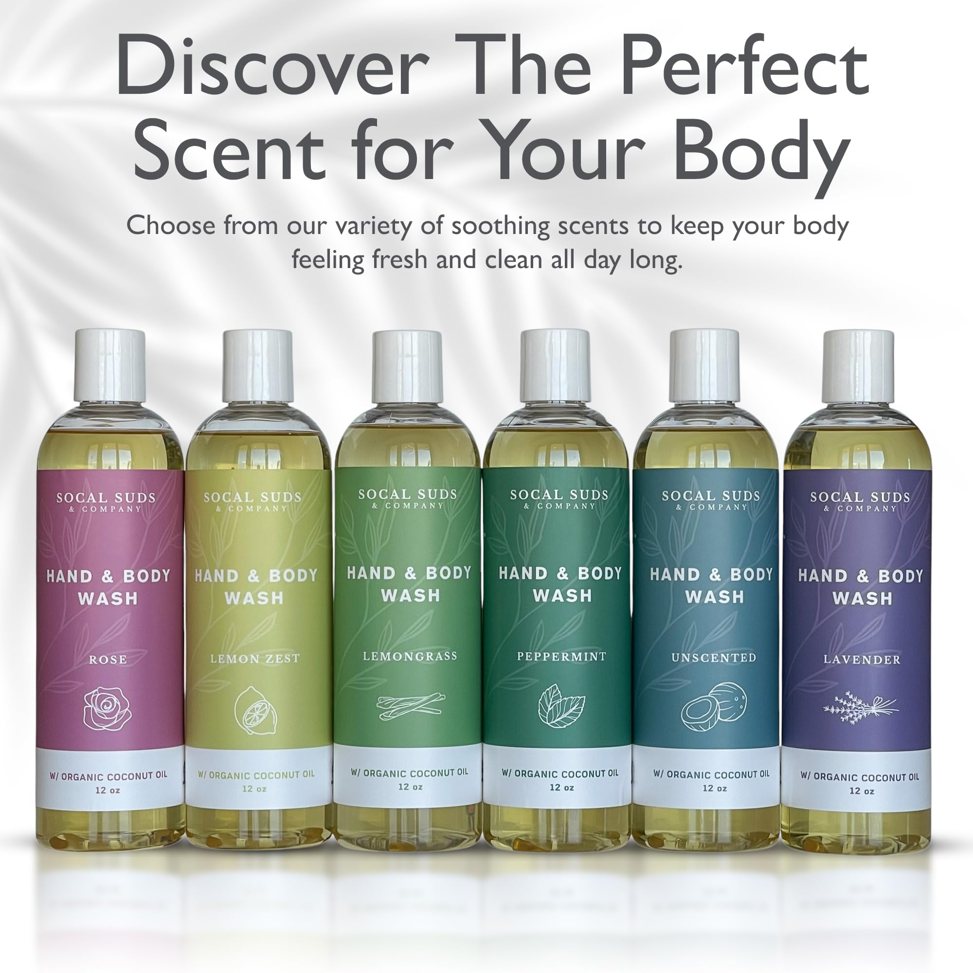 SoCal Suds & Company Organic Body Wash – Gentle Peppermint Shower Gel for Men & Women, 12oz