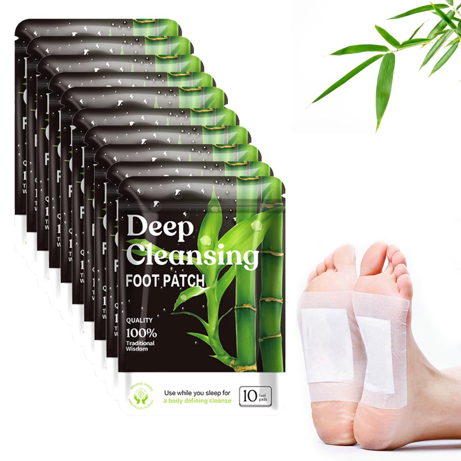 SOFFAIR 100 Pads Deep Cleansing Foot Pads - Natural Bamboo Patch for Relaxation & Sleep