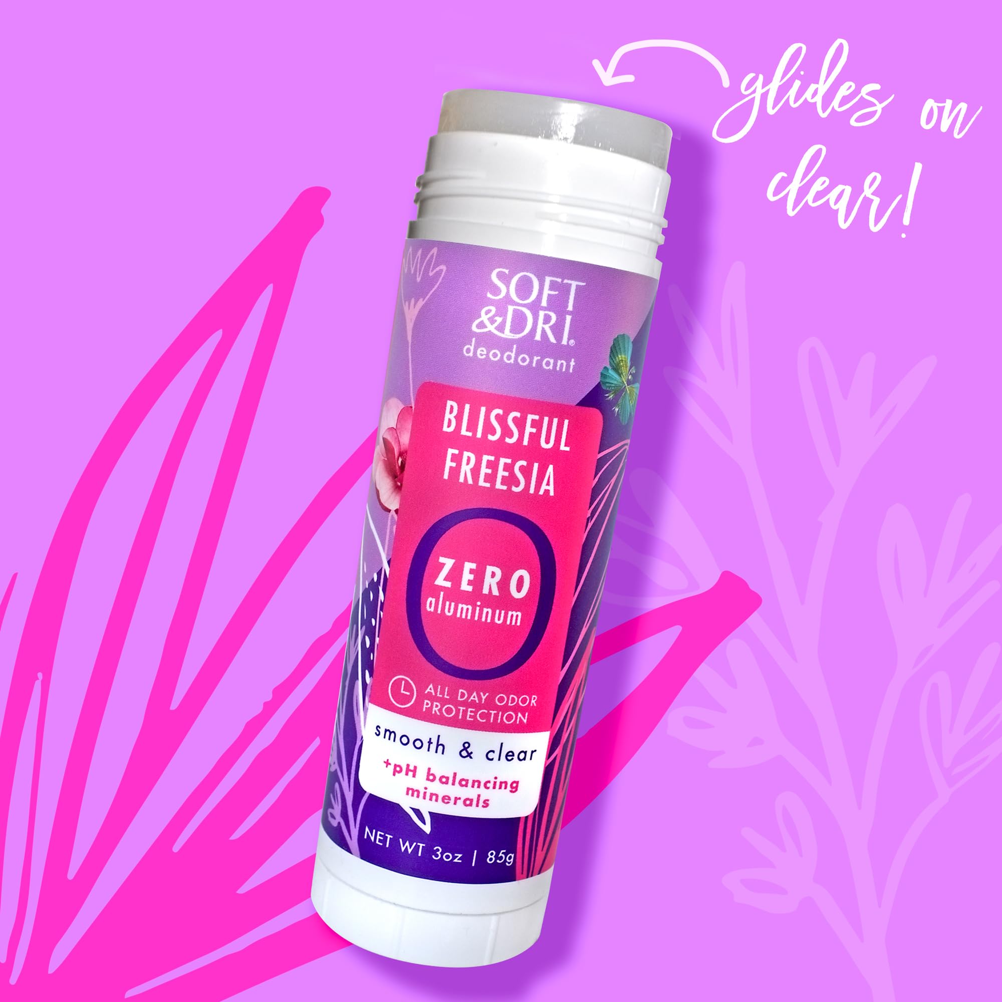 Soft & Dri Blissful Freesia Aluminum Free Deodorant | 3 oz, pH-Balancing Minerals | Pack of 3