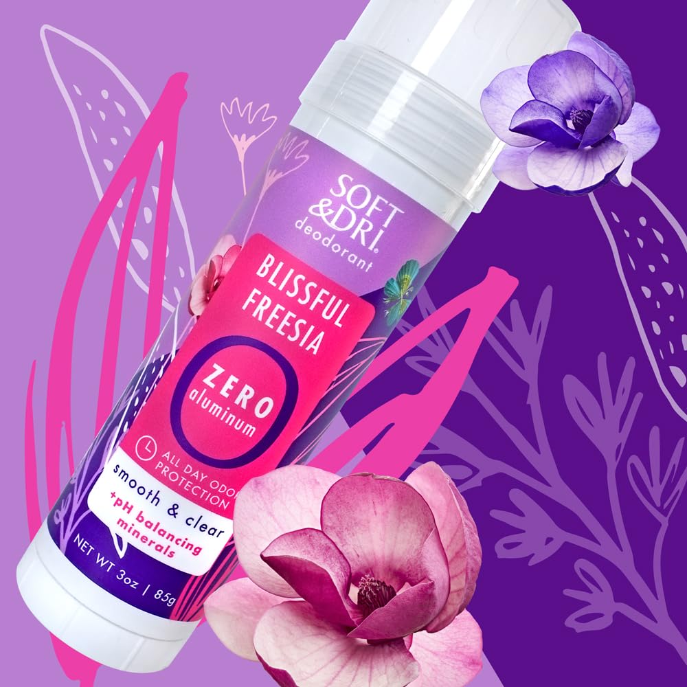 Soft & Dri Blissful Freesia Aluminum Free Deodorant | 3 oz, pH-Balancing Minerals | Pack of 3