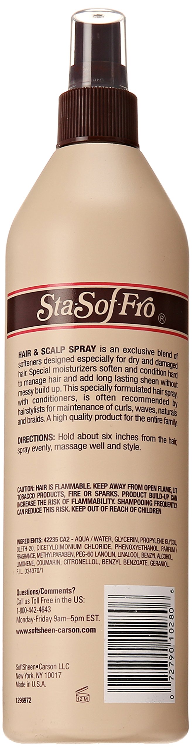 SoftSheen Sta-Sof-Fro Hair & Scalp Spray with Lanolin – Extra Dry, 16 oz