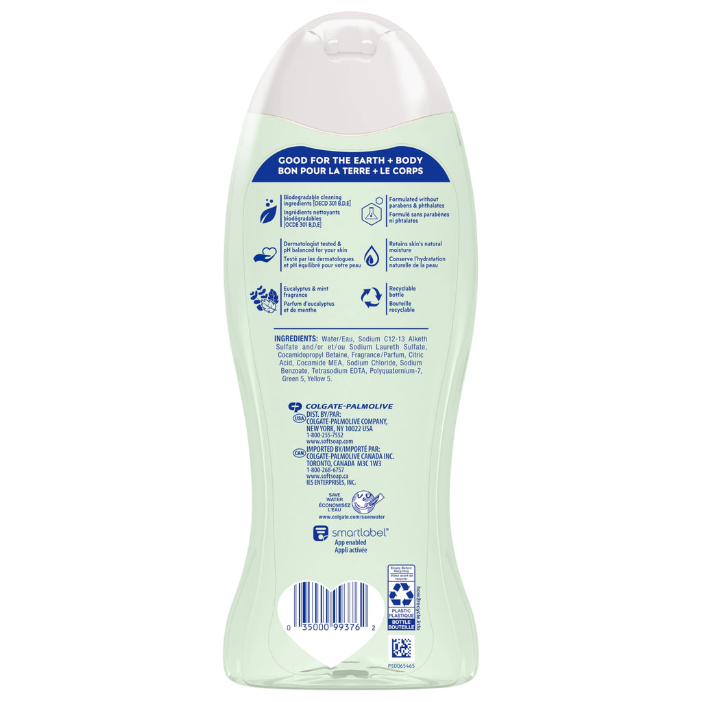 Softsoap Eucalyptus & Mint Body Wash – Moisturizing 4-Pack, 20 oz each