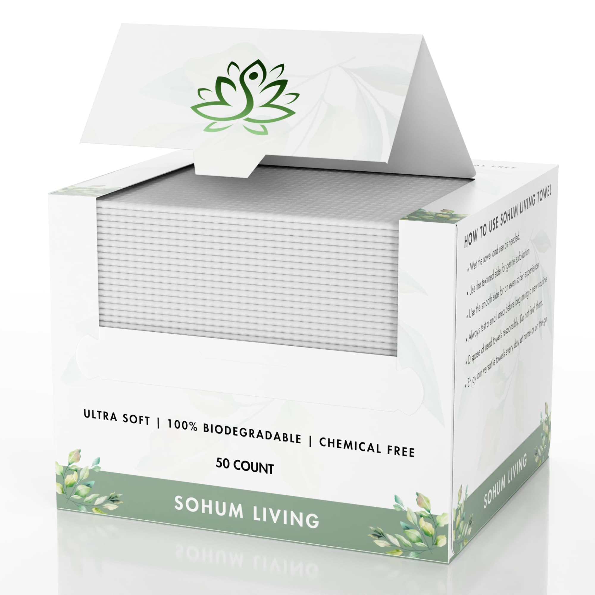 Sohum Living Clean Towels for Face XL – Ultra-Soft Disposable Facial Wipes