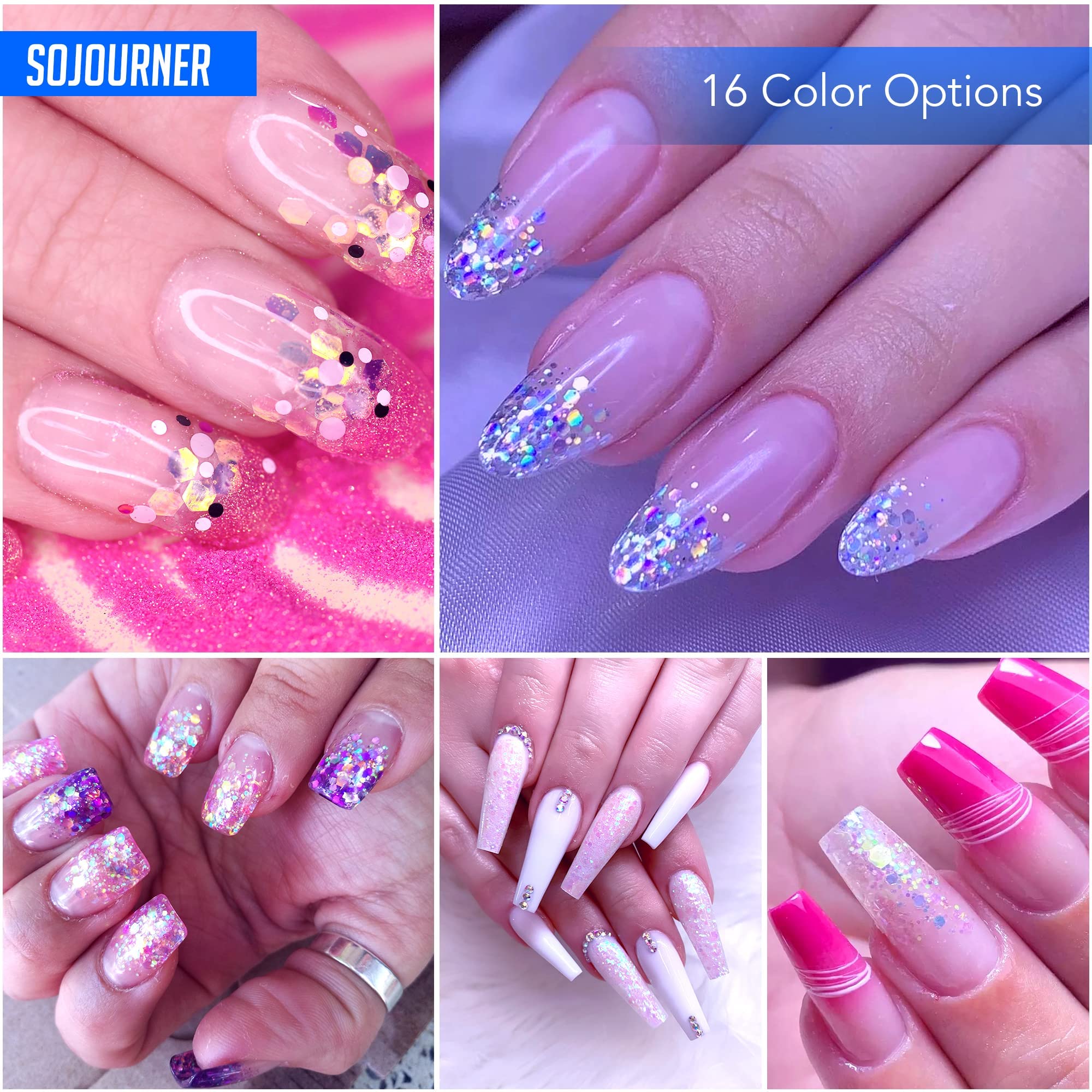 SoJourner Bags Fairy Tears Chunky Holographic Glitter – 16 Color Set + Glitter Glue