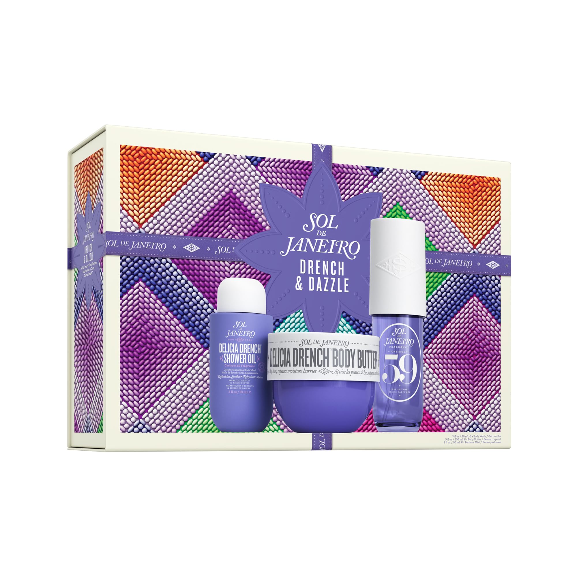Sol de Janeiro Delícia Drench Vanilla Gift Set – Shower Oil, Body Butter & Cheirosa 59 Mist