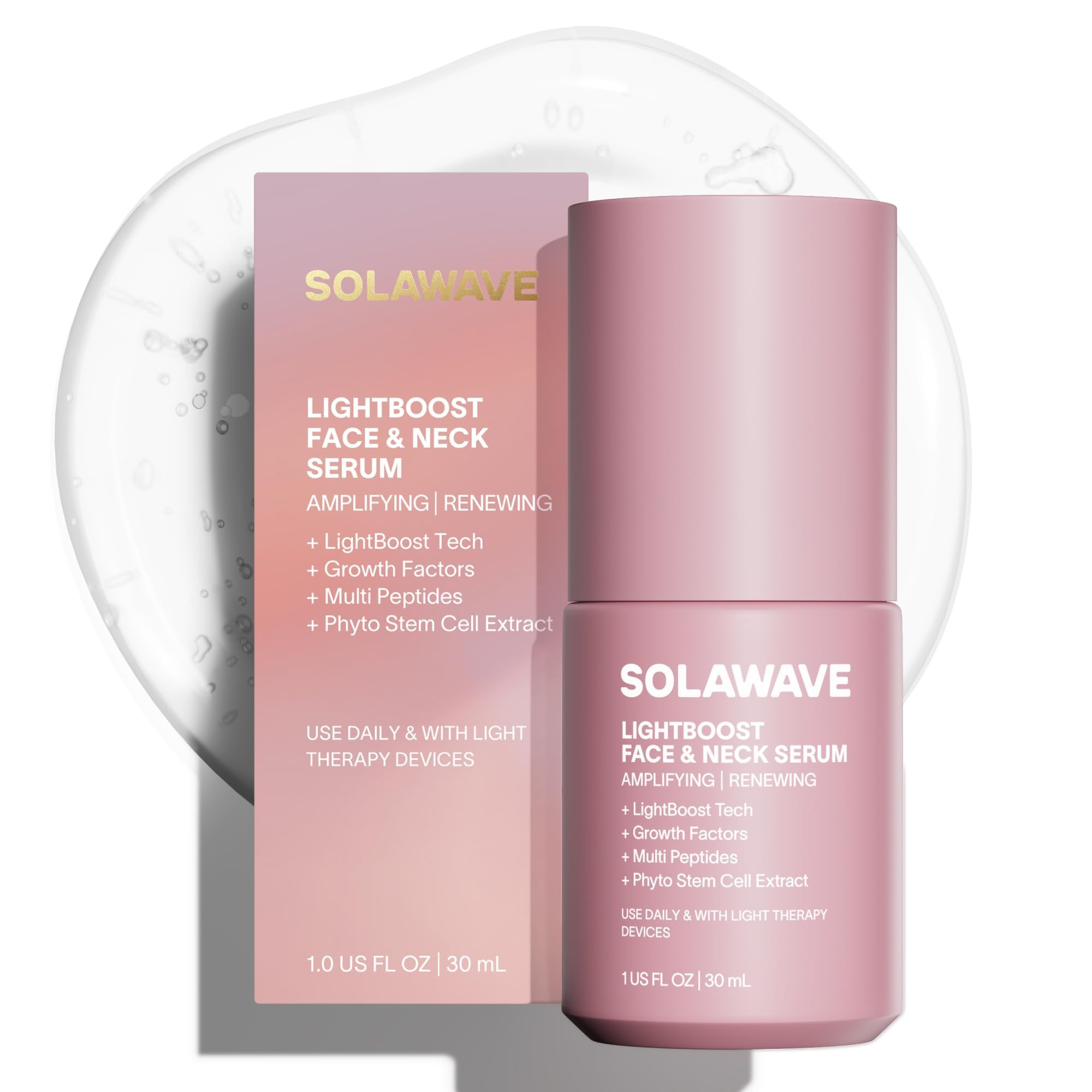 Solawave LightBoost Red Light Serum for Face & Neck | Pairs with Beauty Wand & Microcurrent Devices