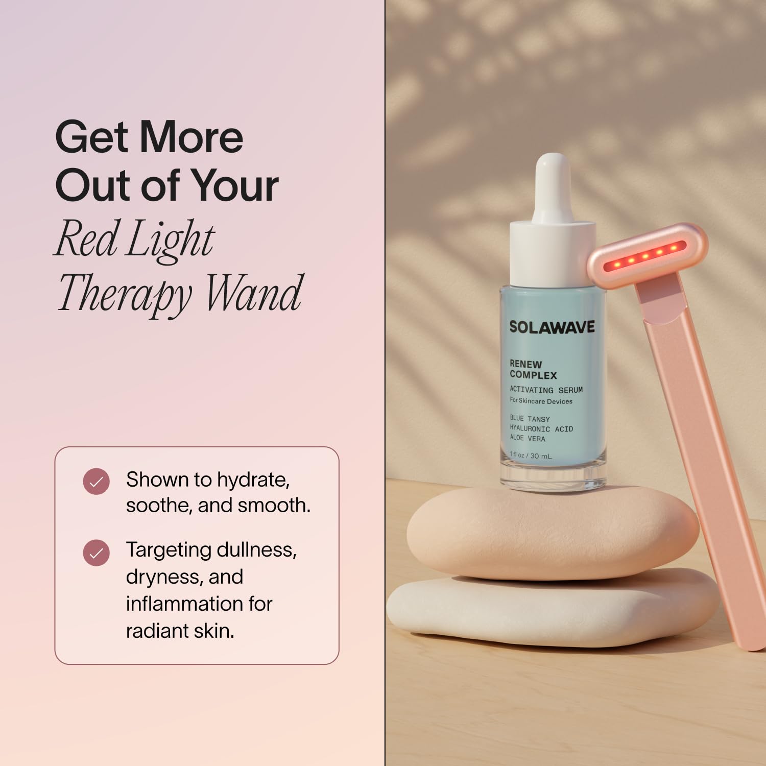 Solawave Renew Complex Serum for Face & Neck — Red Light Therapy Activation (2 Pack, 1 oz)